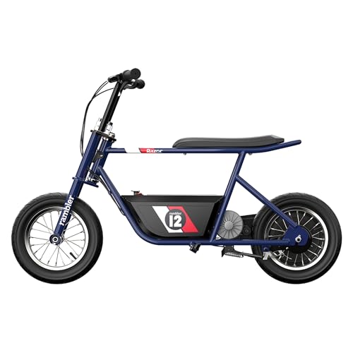 Dark Blue Electric Retro Minibike with 250W Motor, 12 Inch Tires, 24V Battery Y587