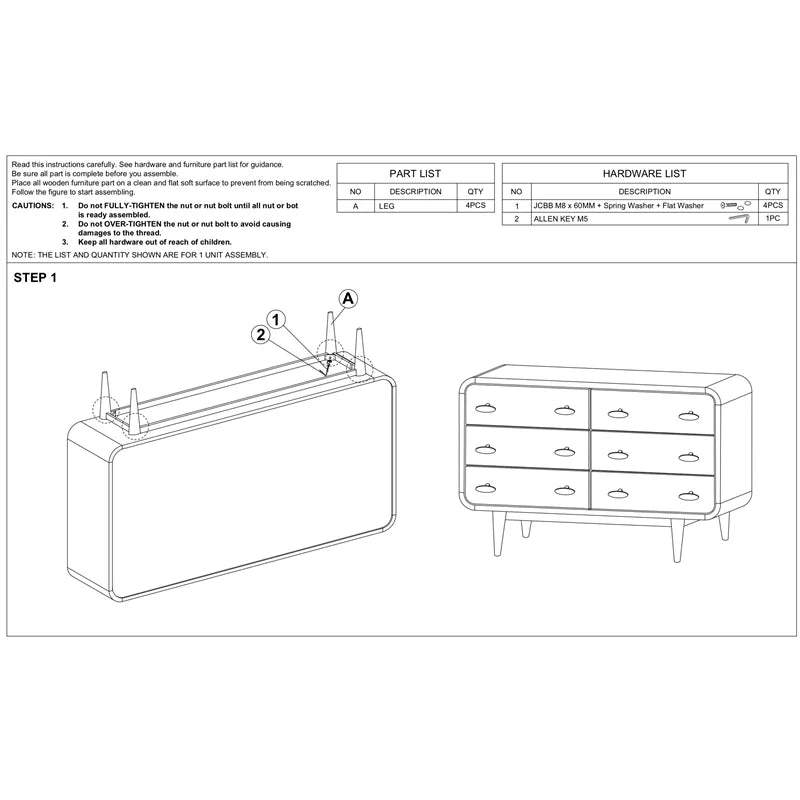 Brown 6 Drawer Solid Wood Dresser F971797