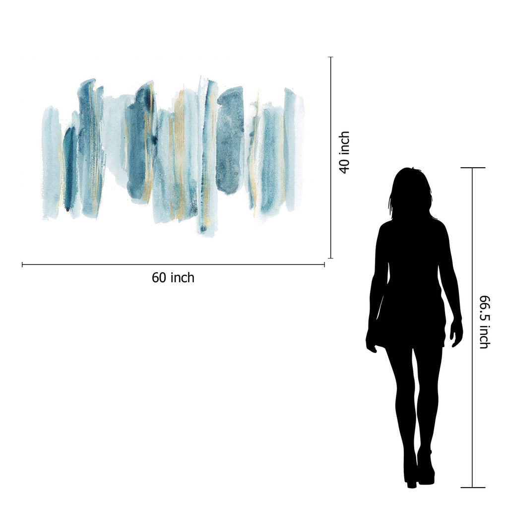 40x60 Blue and Gold Abstract Tempered Glass Wall Art O646
