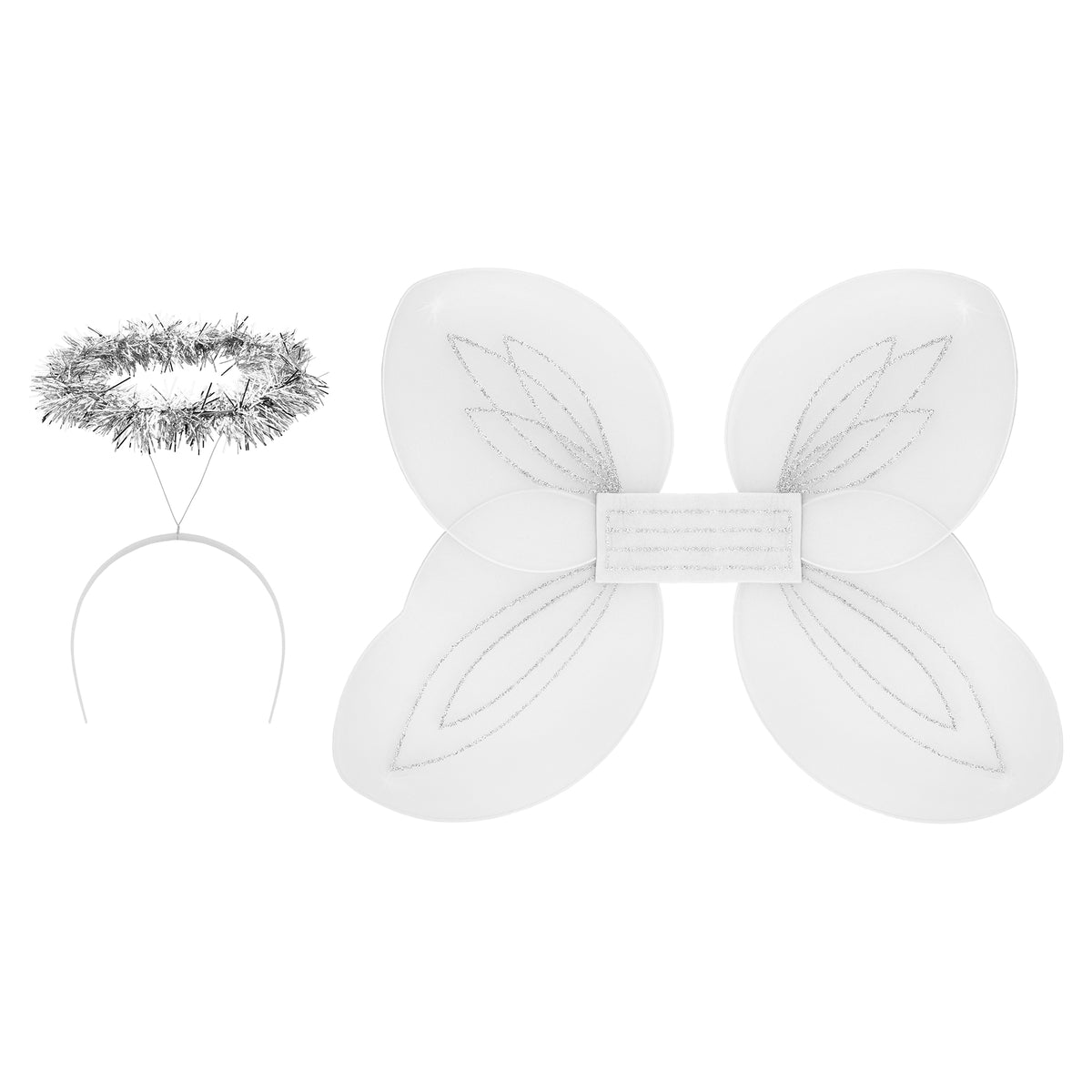 White and Silver Angel Wings and Halos Costume Set T222