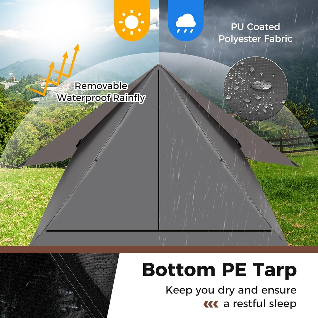 Pop Up Camping Tent for 2-3 Person with Removable Rainfly and Carrying Bag A6615