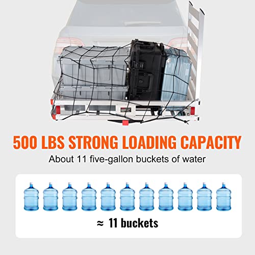 50 x 29.5 x 8.7 inch 500lbs Capacity Aluminum Hitch Cargo Carrier with Folding Ramp T534