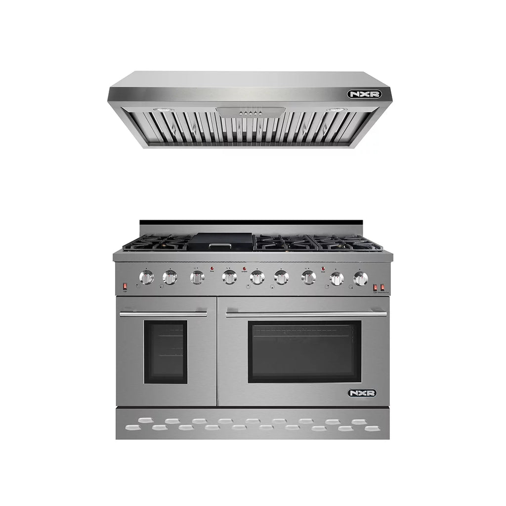 48 Stainless Steel Natural Gas Range with Convection Oven & Under Cabinet Hood M5484