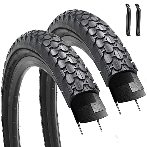 2 Pack 26" x 2.125" Beach Cruiser Bike Tires Black Wall/White Side Wall C745
