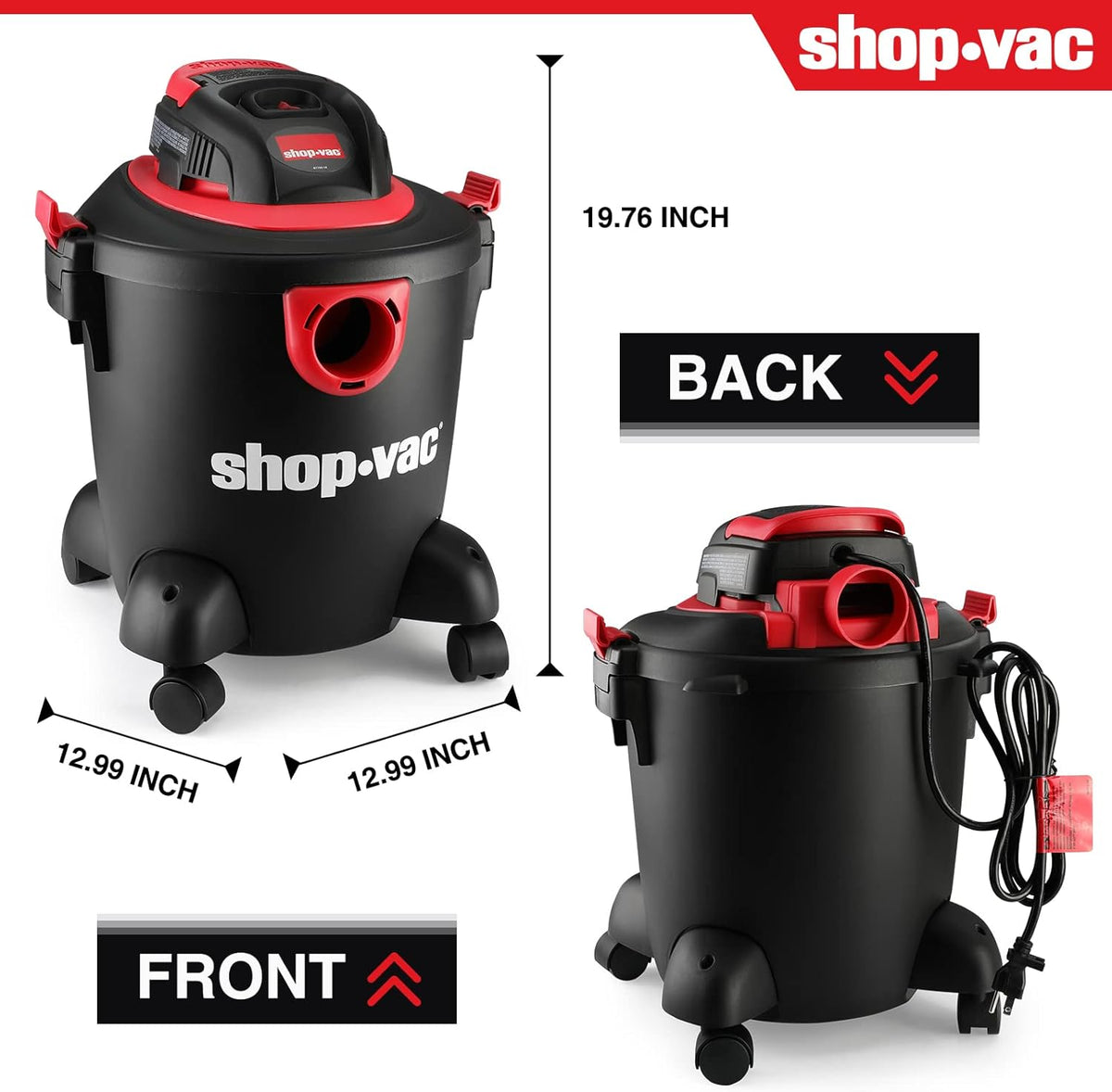 5 Gallon 2.0 Peak HP Wet/Dry Vacuum with Collapsible Handle P46517