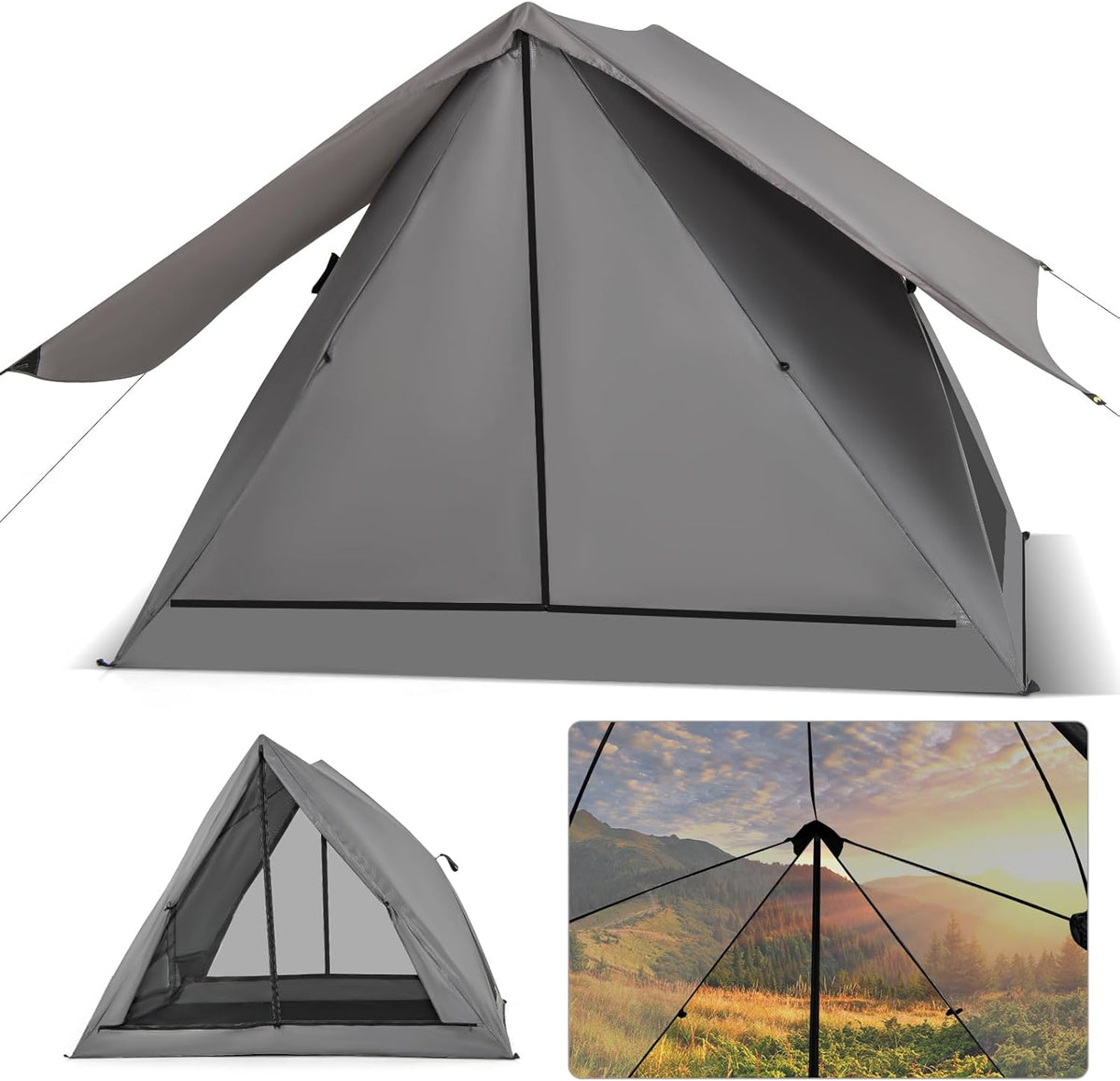 Pop Up Camping Tent for 2-3 Person with Removable Rainfly and Carrying Bag A6615