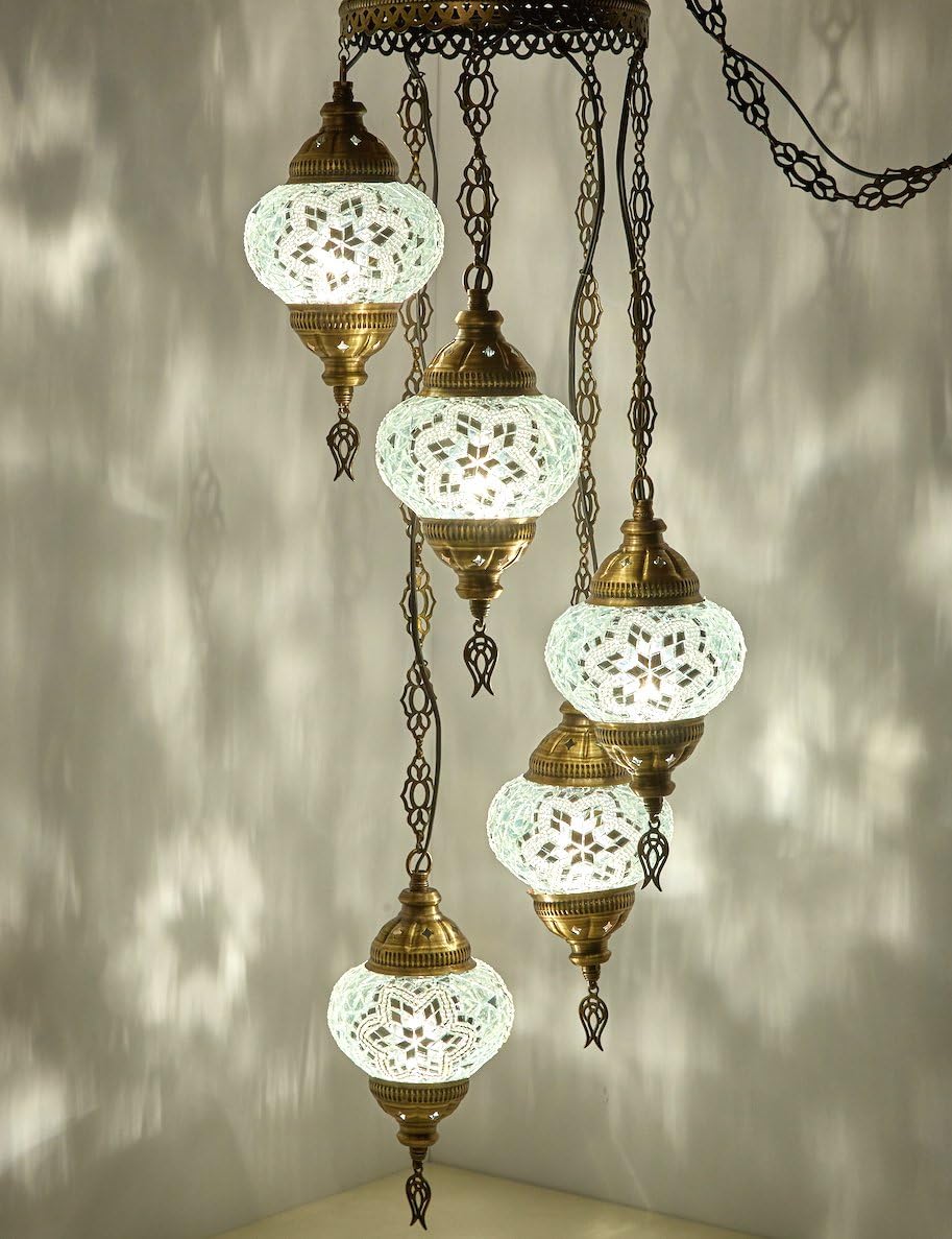 5 Globes Mosaic Ceiling Hanging Pendant Light Fixture L35931