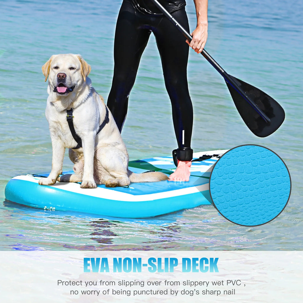 12' Inflatable Stand Up Paddle Board with 3 Fins, Adjustable Paddle, Pump & Carrying Backpack E129226