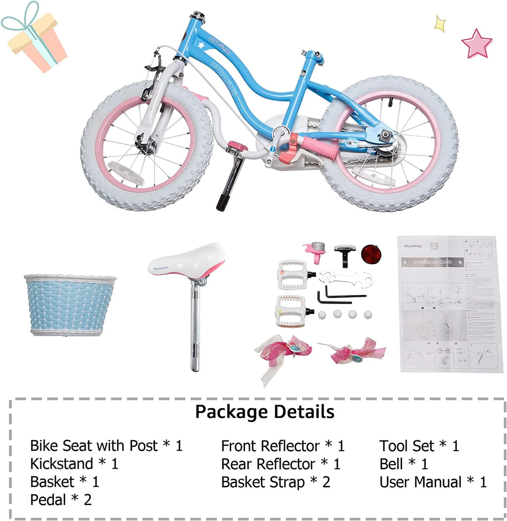 20 Inch Kids Bike with Kickstand Basket Blue B3550
