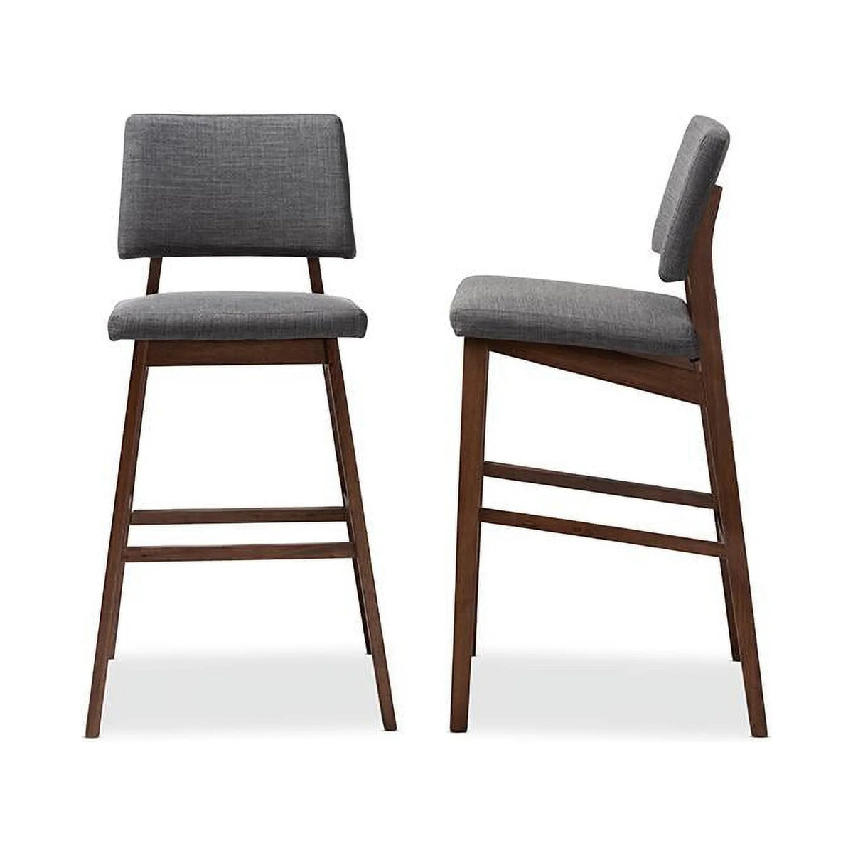 Dark Gray Fabric Upholstered Wood Bar Stool Set of 2 C100825