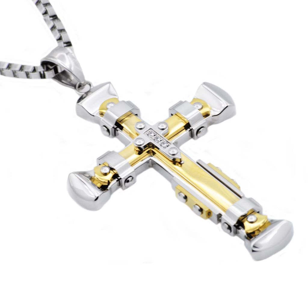 Gold Plated Stainless Steel Pendant With Cubic Zirconia I4423