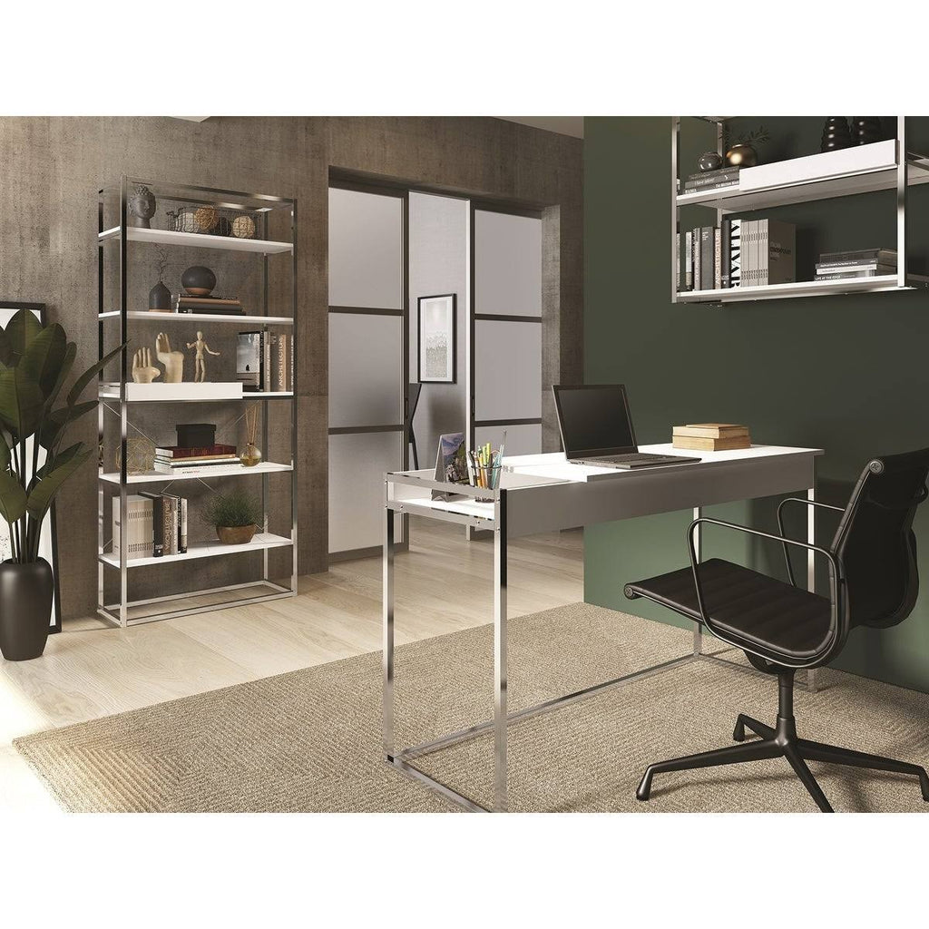 Oak Melamine and Black Painted Metal Bookcase D57662