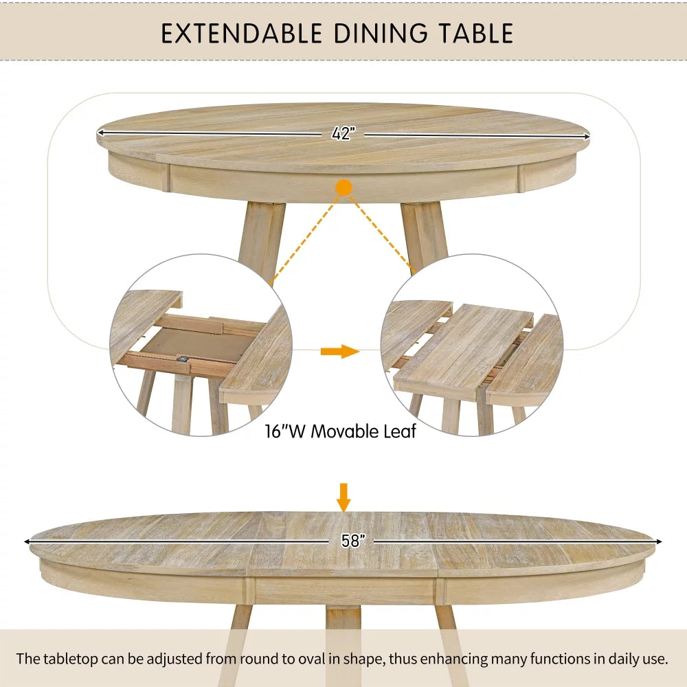 5-Piece Round Dining Set with 4 Upholstered Chairs V8559