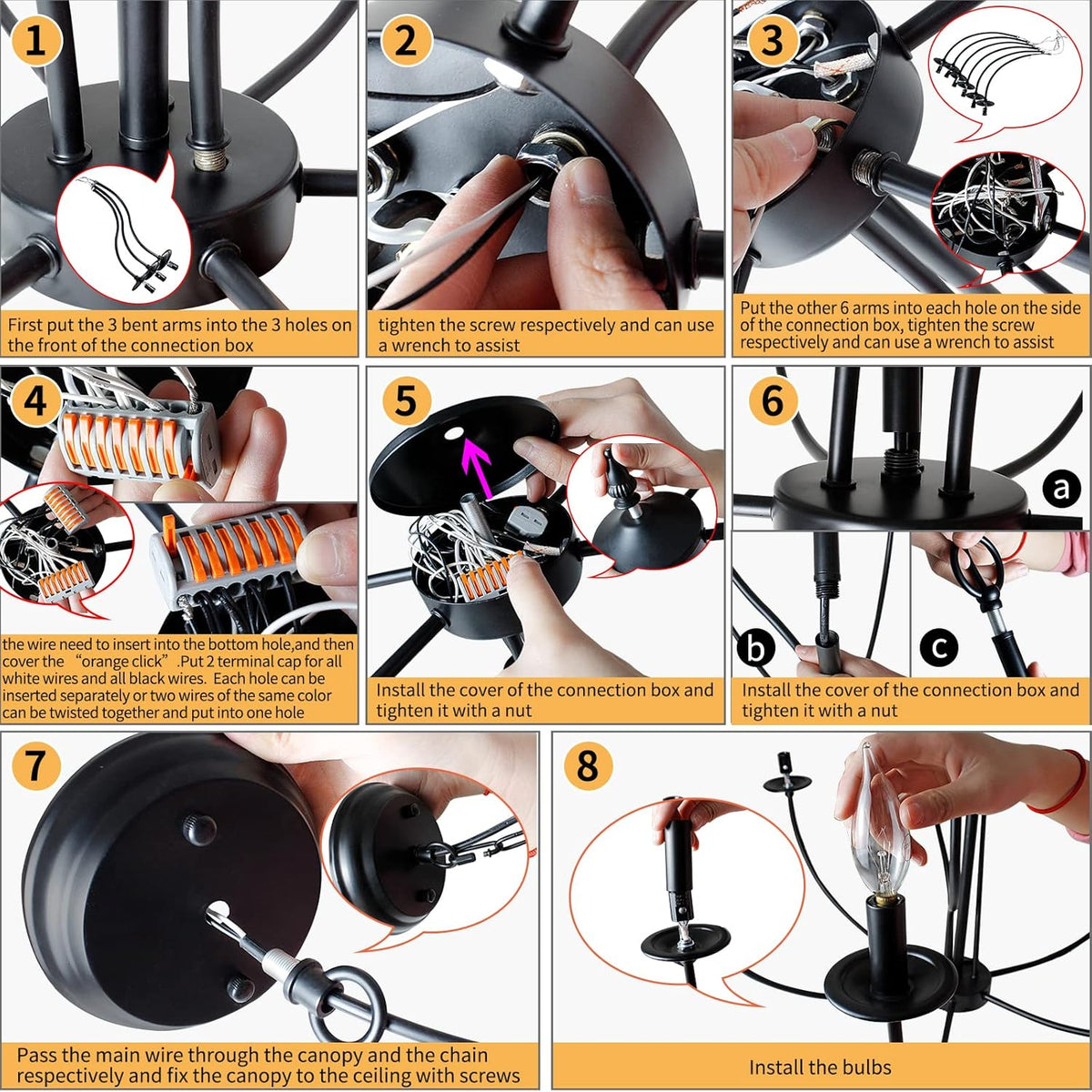 Black 9 Light 2-Tier Iron Chandelier H483393