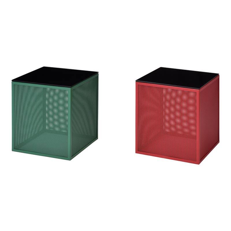 Red Glass Top Side Table Z994831