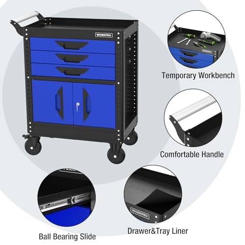 27.5 Inch 3-Drawer Rolling Steel Tool Chest with Wheels W77574