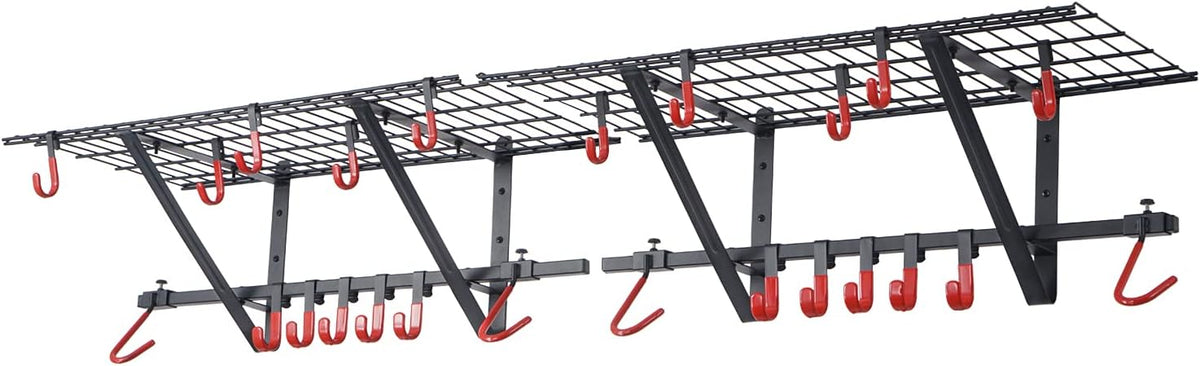 2-Pack Powder Coated Steel Garage Wall Shelving with Bike Hooks W28258