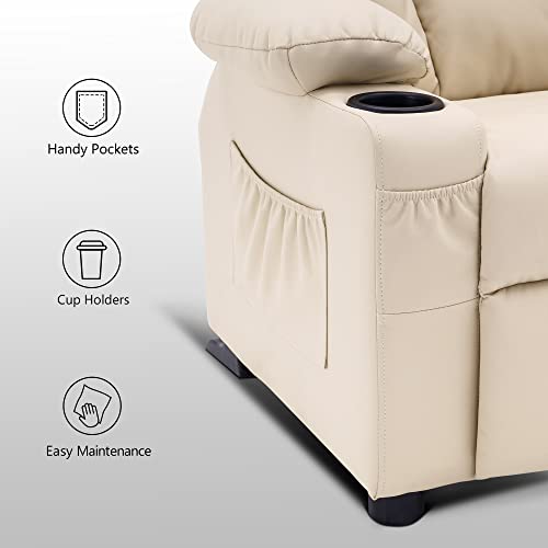 Dark Grey Faux Leather Recliner Chair with Cup Holders E920781