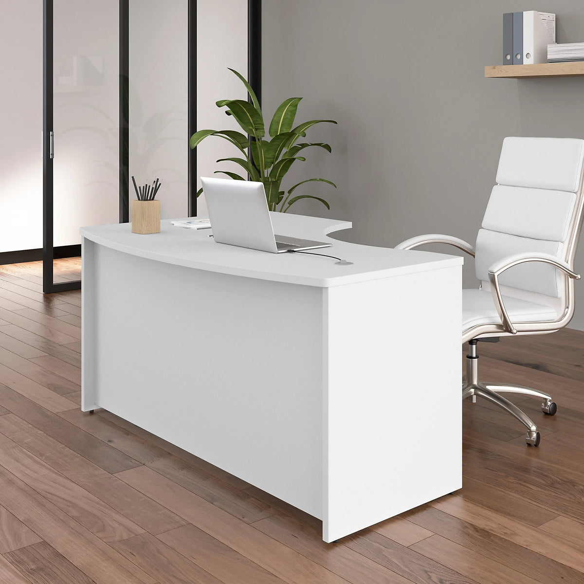 White L-Bow Desk Shell Z75395