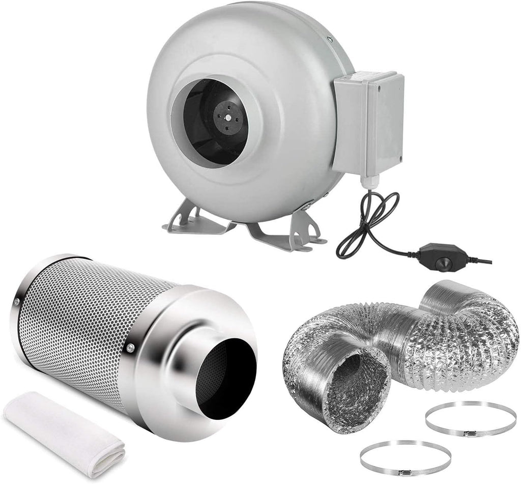 4 Inch 154 CFM Inline Ventilation Fan with Carbon Filter and Ducting K7292