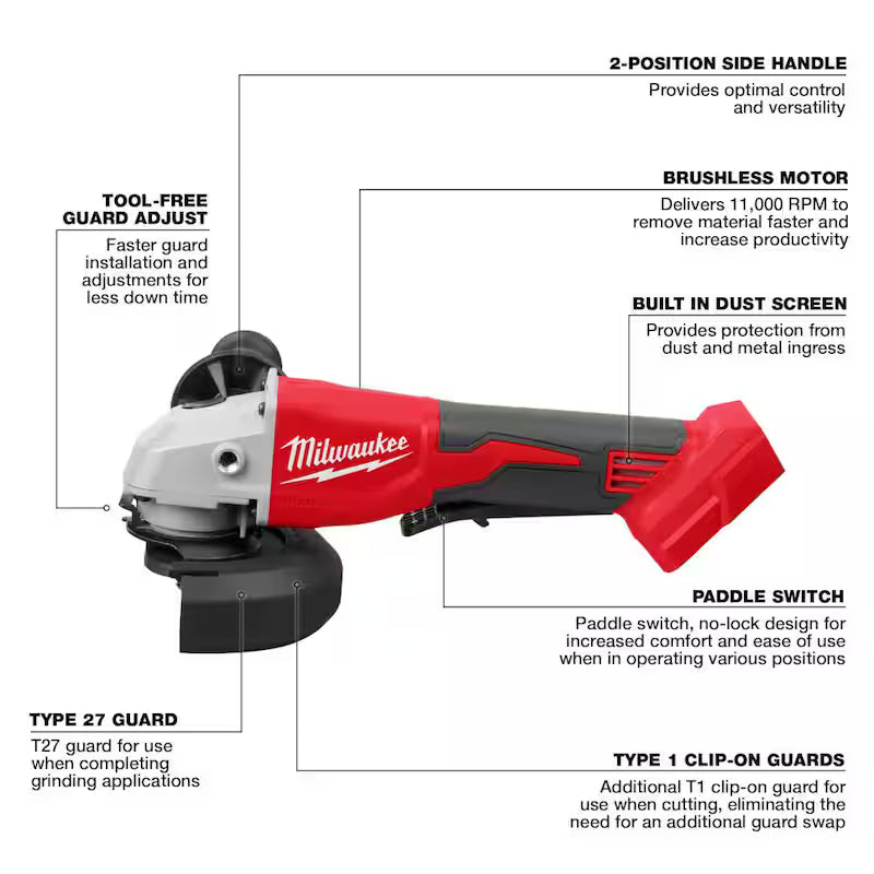 18-Volt Lithium-Ion Brushless Cordless 4-1/2 in./5 in. Grinder I741479