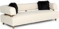 Beige Polyester Fabric Upholstered Sofa with Brushed Gold Stainless Steel Legs O124196