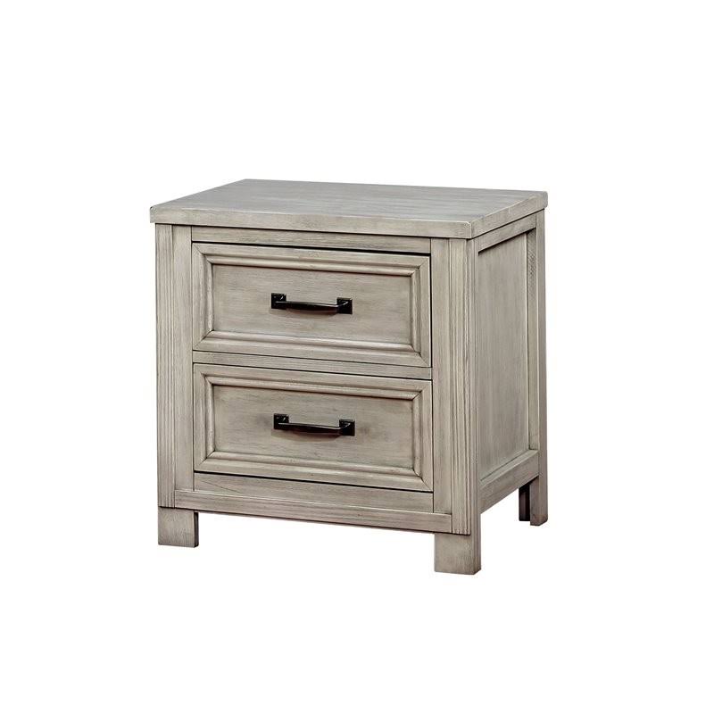 Antique White USB Outlet Nightstand M893