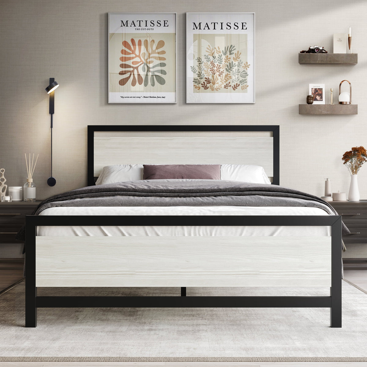 Twin Metal Platform Bed Light Grey G99561