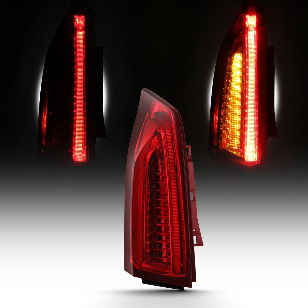 2013-2018 Cadillac ATS Full LED Tail Light Chrome Housing Red Clear Lens U3197