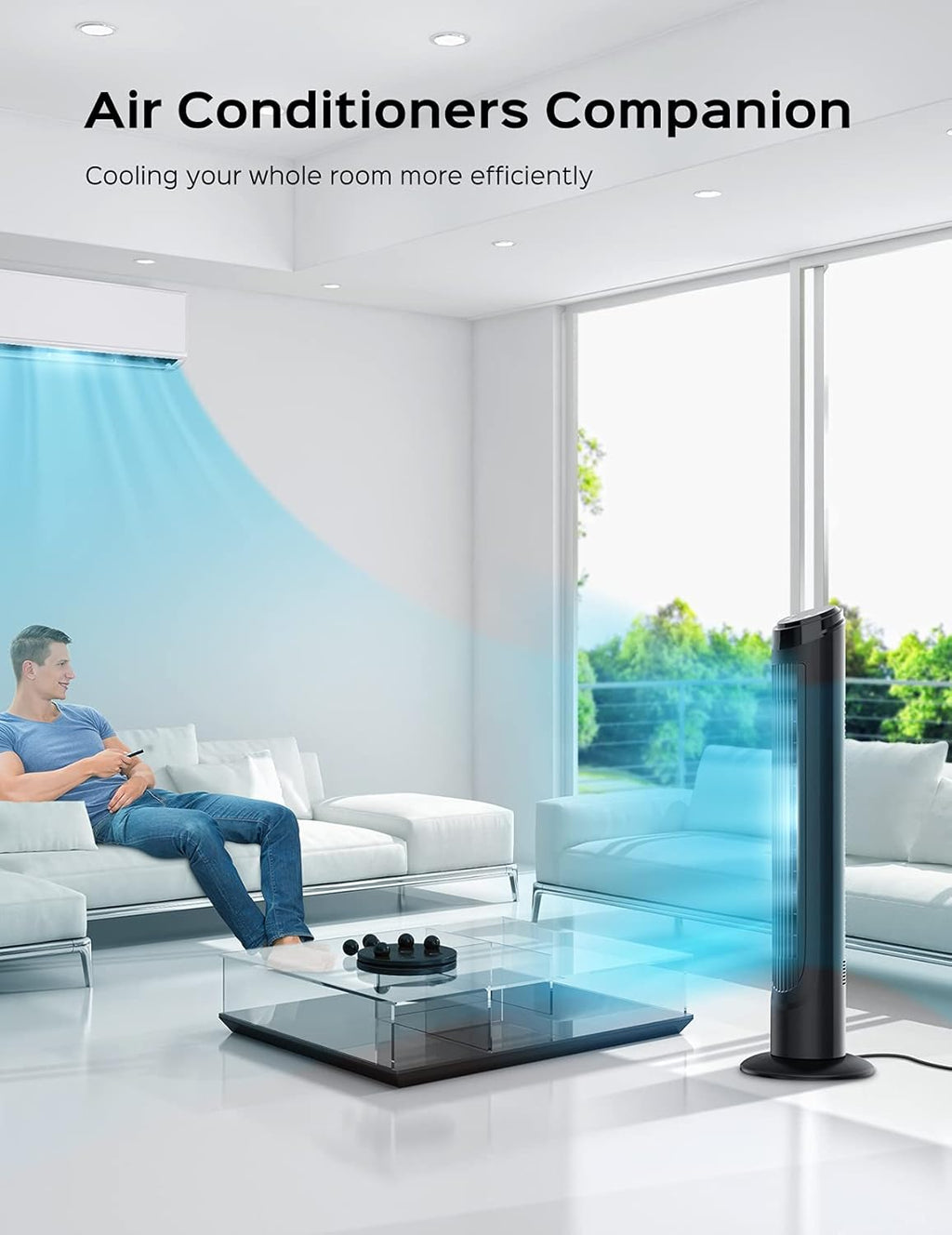 40" Oscillating Tower Fan with Remote, 12 Modes, 12H Timer, LED Display, Pack of 2 V1762