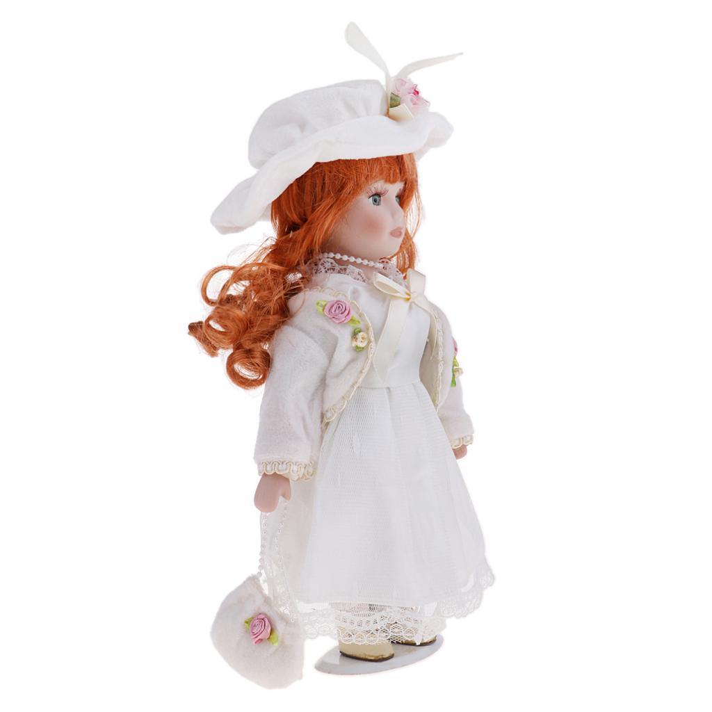 12inch Porcelain Doll with Lace Dress & Stand N306