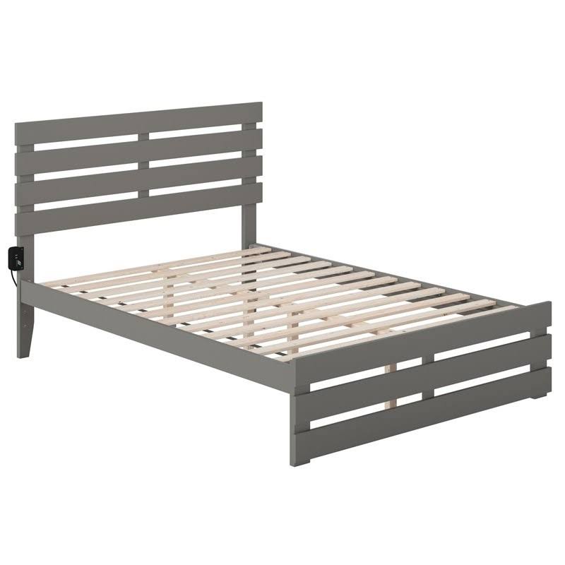 Solid Wood Full Bed with Footboard in Gray K591