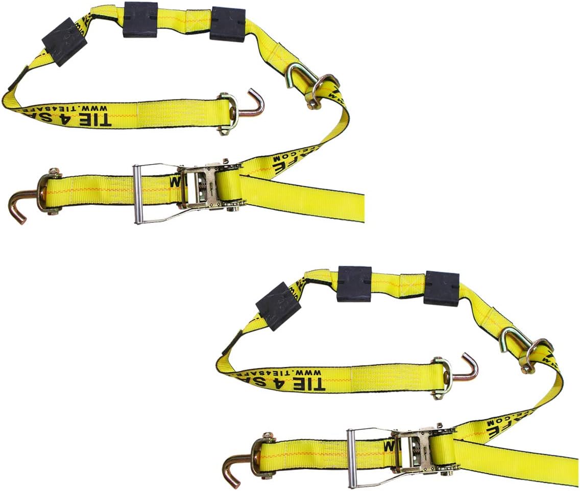4-Pack 2 x 10' Yellow Wheel Ratchet Strap B923