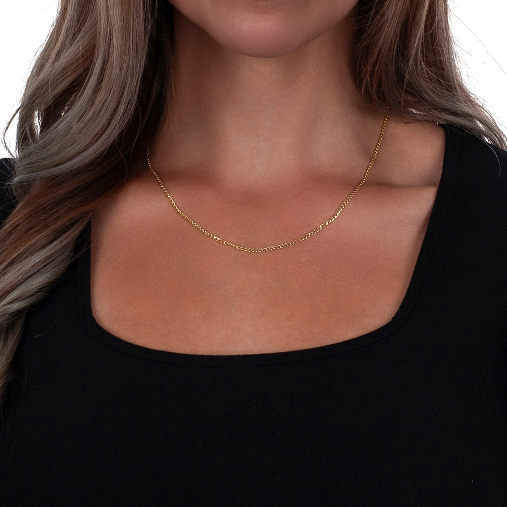 925 Sterling Silver Hollow Cuban Curb Link Chain Necklace E1568