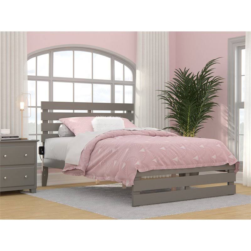 Solid Wood Full Bed with Footboard in Gray K591