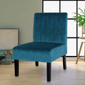 Blue Velvet Armless Accent Chair Q723