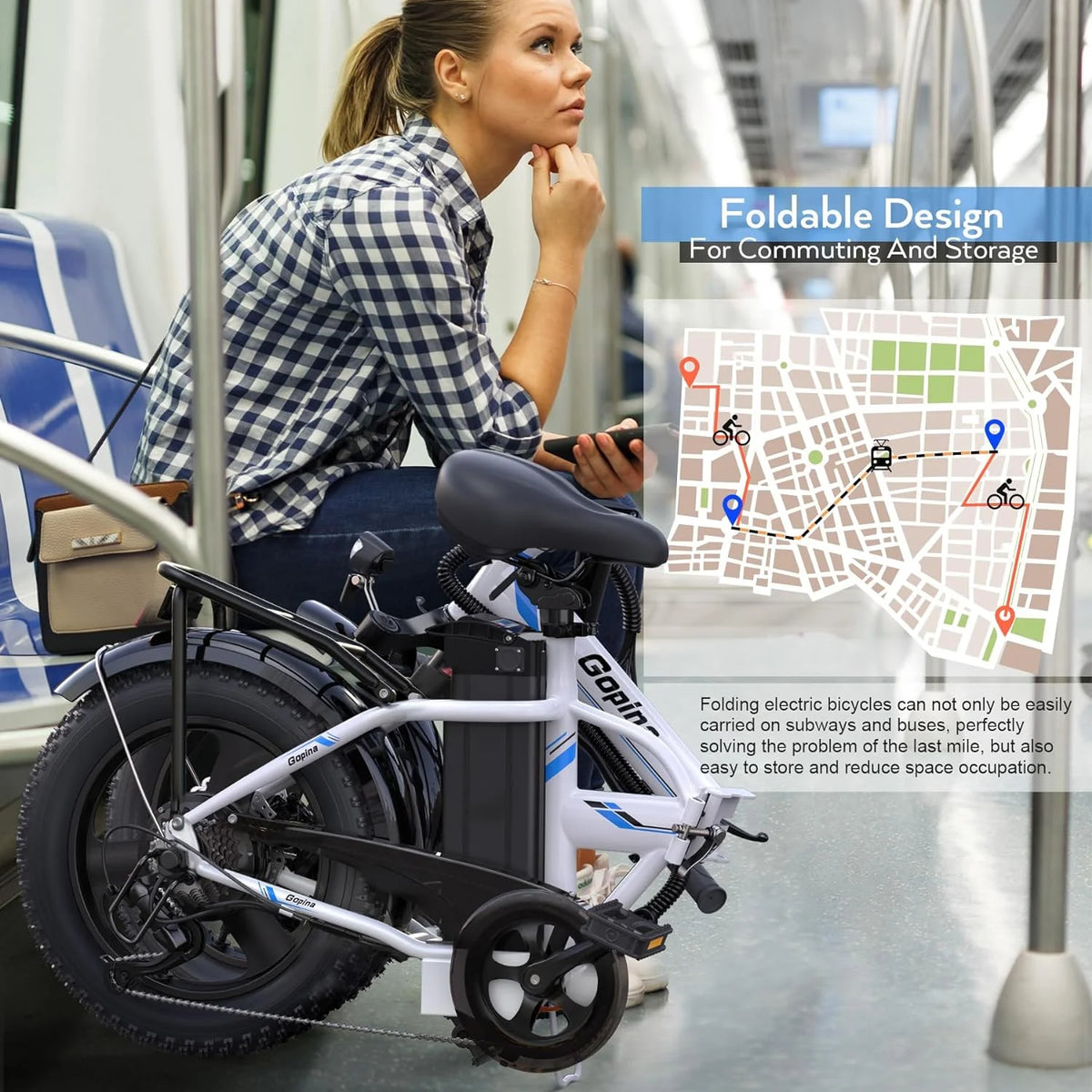 350W Fat Tire Folding Electric Bike V82590