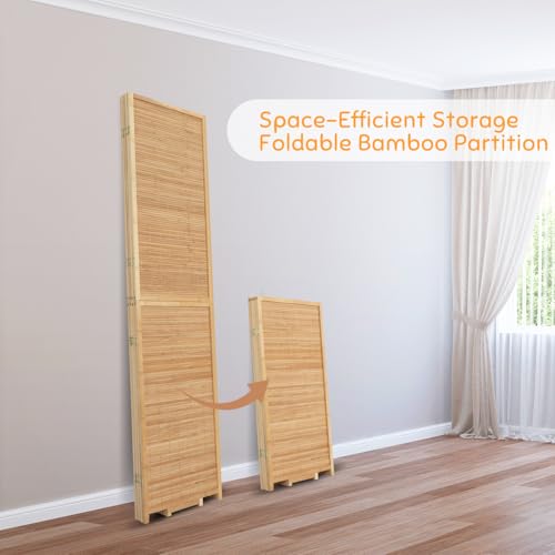 Beige 4 Panel Bamboo Room Divider D64157