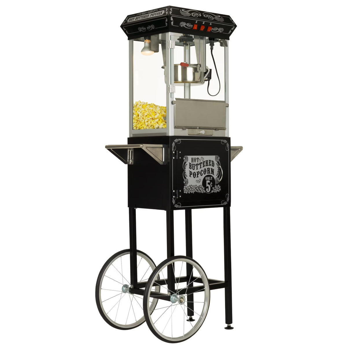 Black/Silver 8oz Popcorn Machine with Cart S189048