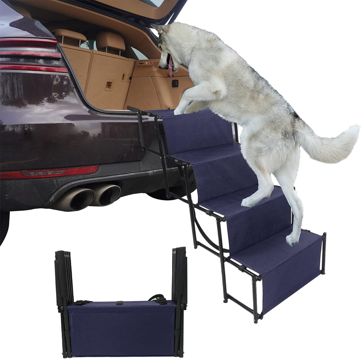 4/5 Steps Folding Pet Stairs Ramp Lightweight Portable Waterproof E4080