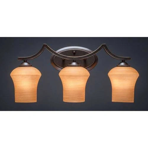 3 Light Bath Bar in Dark Granite with Linen Glass Shade Q452