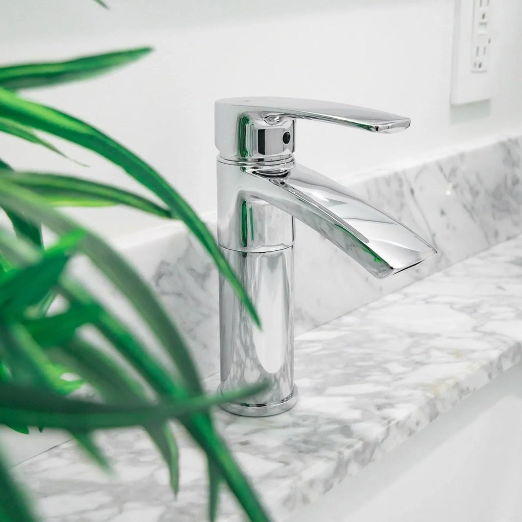 Brushed Nickel Single Hole Bathroom Sink Faucet with Swivel Spout B482