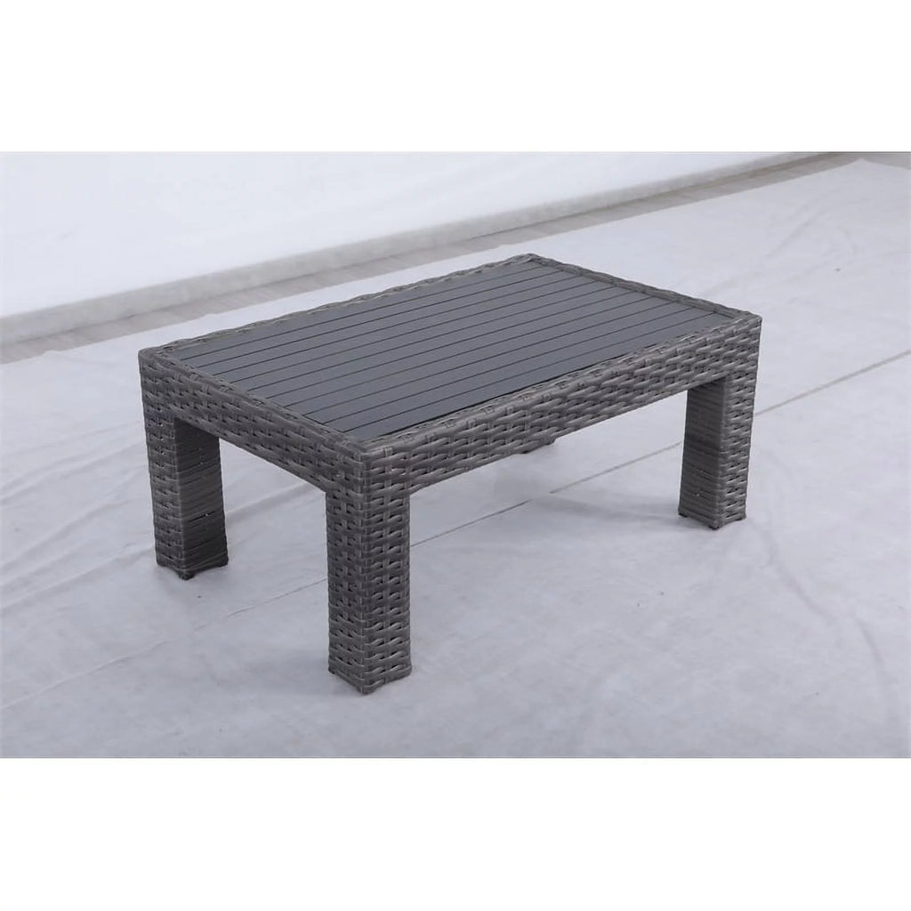 Wicker Rattan Patio Coffee Table with Glass Top O72816
