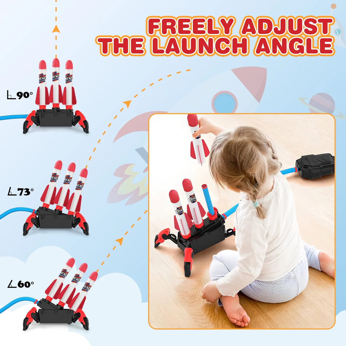 1 Set Outdoor Rocket Launcher Toy Foam Rockets K143135
