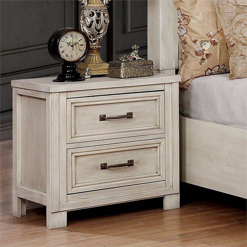 Antique White USB Outlet Nightstand M893