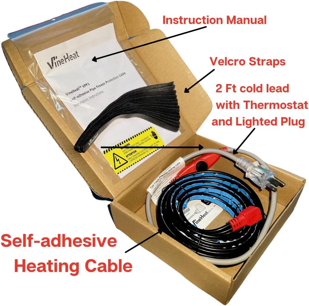 40 Ft Self-adhesive Pipe Freeze Protection Cable 120V Pack of 2 X779
