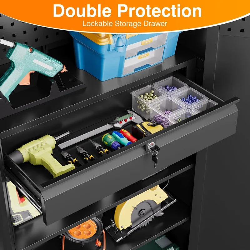Metal Storage Cabinet with Pegboard S19563