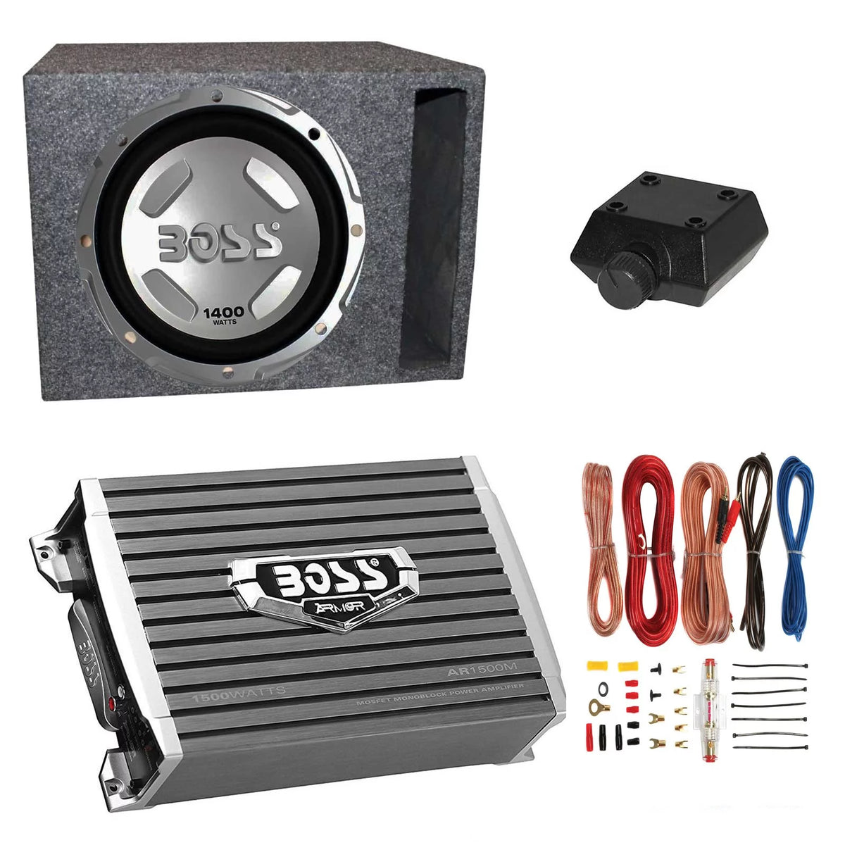 12" 1400W Subwoofer, 1500W Amplifier with Amp Kit & 12" Enclosure B939