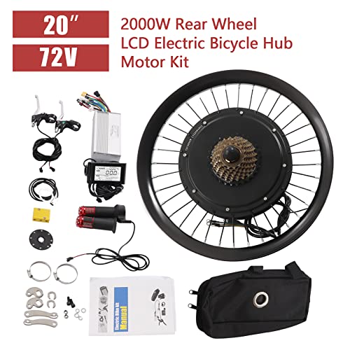 72V 2000W 560rpm Rear Wheel Electric Bike Conversion Kit with LCD Display for 20-inch Bicycles O79038