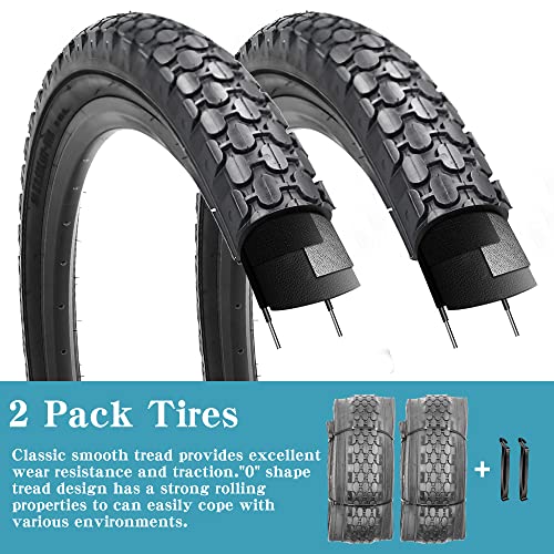 2 Pack 26" x 2.125" Beach Cruiser Bike Tires Black Wall/White Side Wall C745